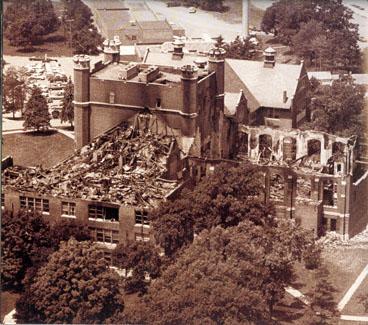 The Deerwester Theater in the Administration Building along with other areas of the building were destroyed by the fire.