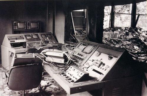 The KXCV Radio station, which was located in the Administration Building, was severely damaged during the 1979 fire.  The radio station would later be rebuilt in Wells Hall.